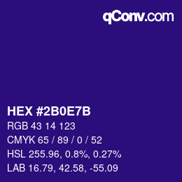 カラーコード: HEX #2B0E7B | qconv.com