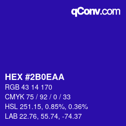 颜色代码: HEX #2B0EAA | qconv.com