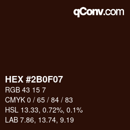 Color code: HEX #2B0F07 | qconv.com