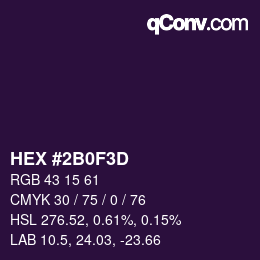 Color code: HEX #2B0F3D | qconv.com