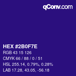 Color code: HEX #2B0F7E | qconv.com