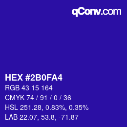 カラーコード: HEX #2B0FA4 | qconv.com