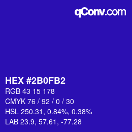 Color code: HEX #2B0FB2 | qconv.com