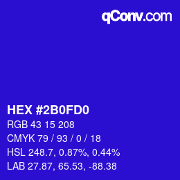 Color code: HEX #2B0FD0 | qconv.com