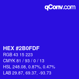 Color code: HEX #2B0FDF | qconv.com