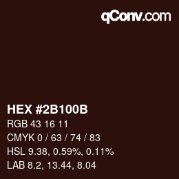 颜色代码: HEX #2B100B | qconv.com
