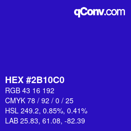 Color code: HEX #2B10C0 | qconv.com