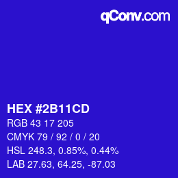 カラーコード: HEX #2B11CD | qconv.com
