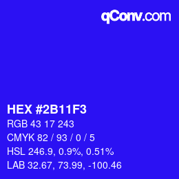 Color code: HEX #2B11F3 | qconv.com