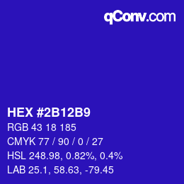 Color code: HEX #2B12B9 | qconv.com