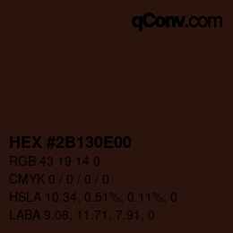 颜色代码: HEX #2B130E00 | qconv.com