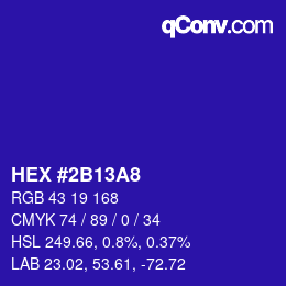 カラーコード: HEX #2B13A8 | qconv.com