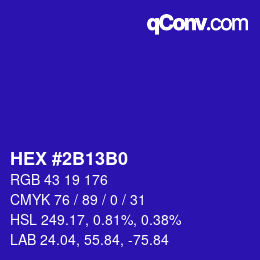 カラーコード: HEX #2B13B0 | qconv.com