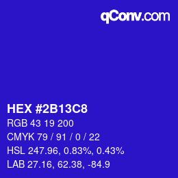 Color code: HEX #2B13C8 | qconv.com