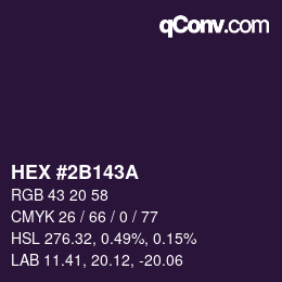 カラーコード: HEX #2B143A | qconv.com