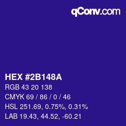 Color code: HEX #2B148A | qconv.com