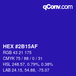 Color code: HEX #2B15AF | qconv.com