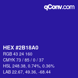 カラーコード: HEX #2B18A0 | qconv.com