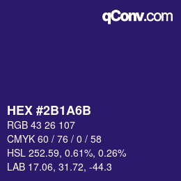 Farbcode: HEX #2B1A6B | qconv.com