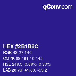 Color code: HEX #2B1B8C | qconv.com