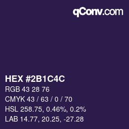 Color code: HEX #2B1C4C | qconv.com
