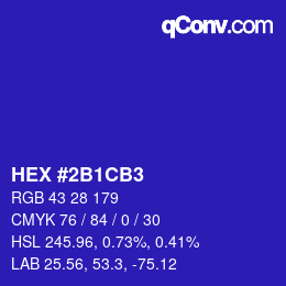 Color code: HEX #2B1CB3 | qconv.com