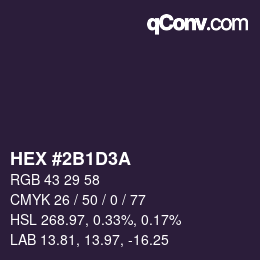 Color code: HEX #2B1D3A | qconv.com