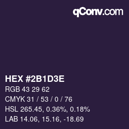 Color code: HEX #2B1D3E | qconv.com
