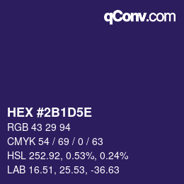 Código de color: HEX #2B1D5E | qconv.com
