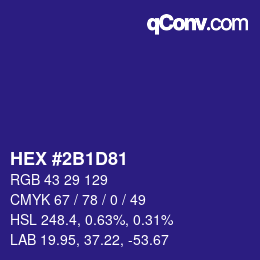 Color code: HEX #2B1D81 | qconv.com