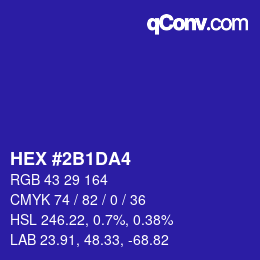 カラーコード: HEX #2B1DA4 | qconv.com