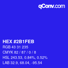 Color code: HEX #2B1FEB | qconv.com