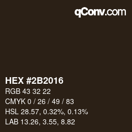 Color code: HEX #2B2016 | qconv.com