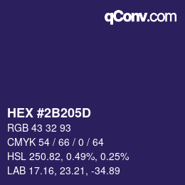 カラーコード: HEX #2B205D | qconv.com
