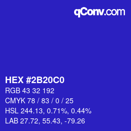 Color code: HEX #2B20C0 | qconv.com