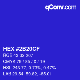 Color code: HEX #2B20CF | qconv.com