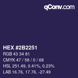 Color code: HEX #2B2251 | qconv.com