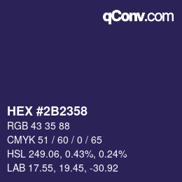 Color code: HEX #2B2358 | qconv.com