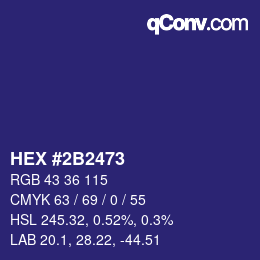 カラーコード: HEX #2B2473 | qconv.com