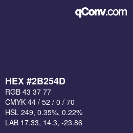 カラーコード: HEX #2B254D | qconv.com