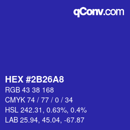 カラーコード: HEX #2B26A8 | qconv.com