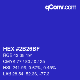 Color code: HEX #2B26BF | qconv.com