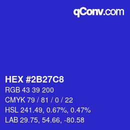 Color code: HEX #2B27C8 | qconv.com