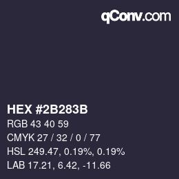 Color code: HEX #2B283B | qconv.com