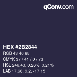 Código de color: HEX #2B2844 | qconv.com