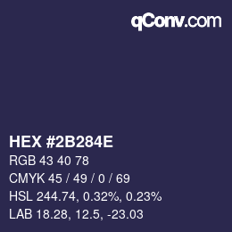 Farbcode: HEX #2B284E | qconv.com