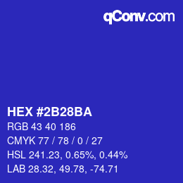Color code: HEX #2B28BA | qconv.com