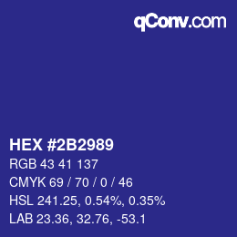 Color code: HEX #2B2989 | qconv.com
