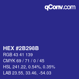 Color code: HEX #2B298B | qconv.com