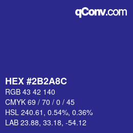 Color code: HEX #2B2A8C | qconv.com